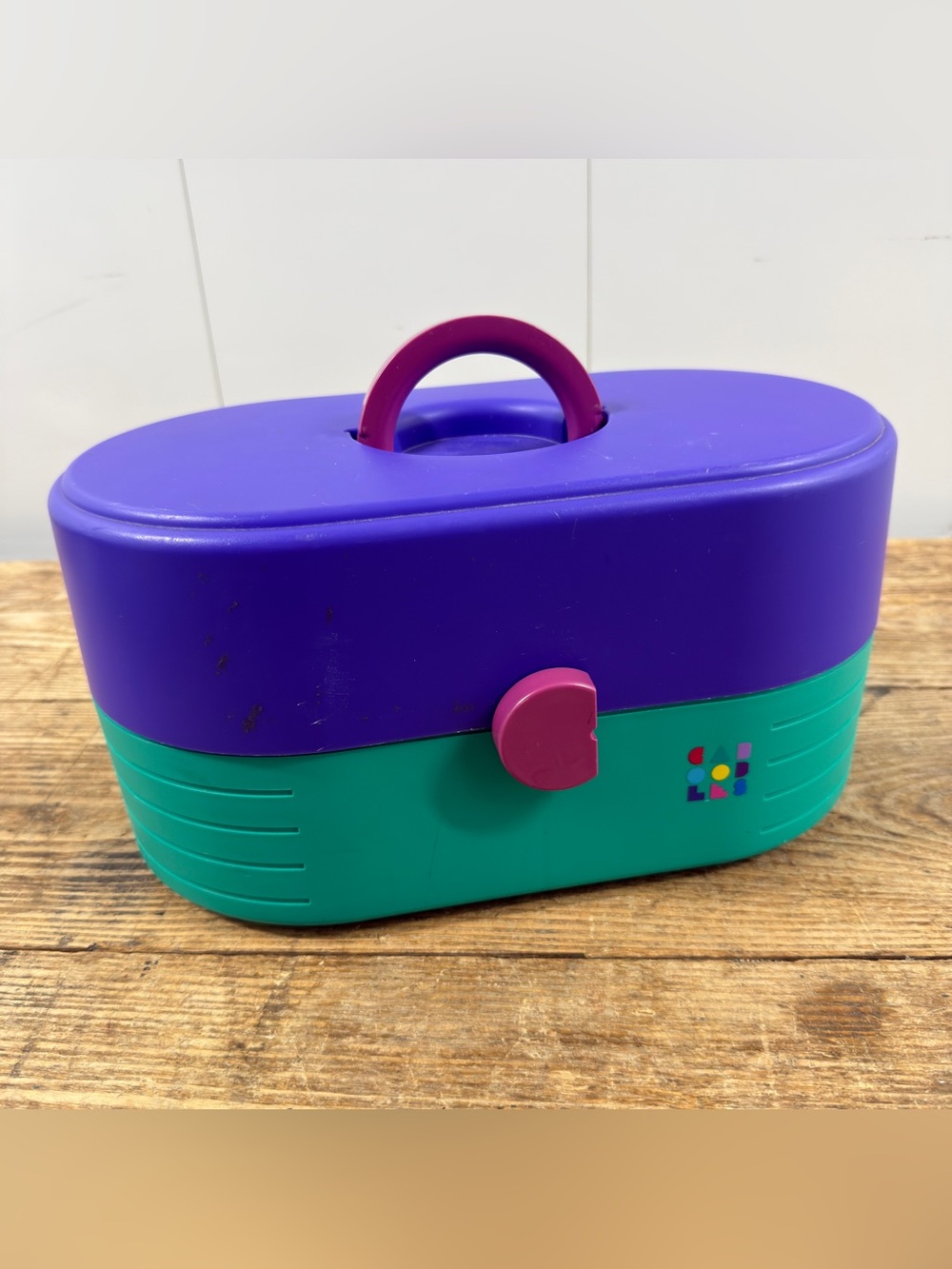 Caboodles Purple and Teal Cosmetic Case with Pink Accents